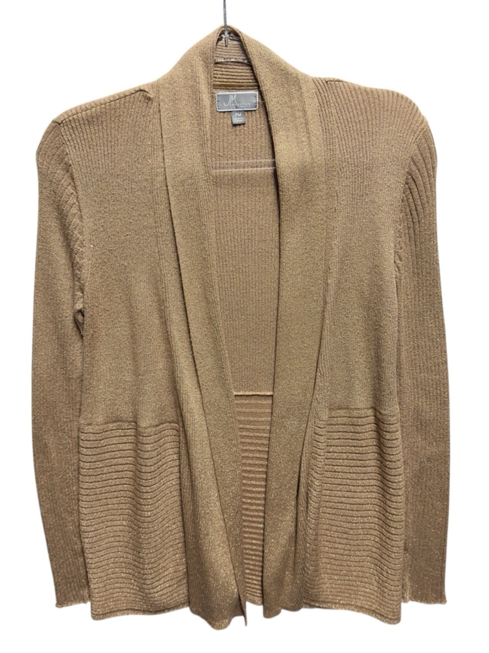 JM Collection Rib Knit Shimmer Metallic Sweater Cardigan Jacket Coverup